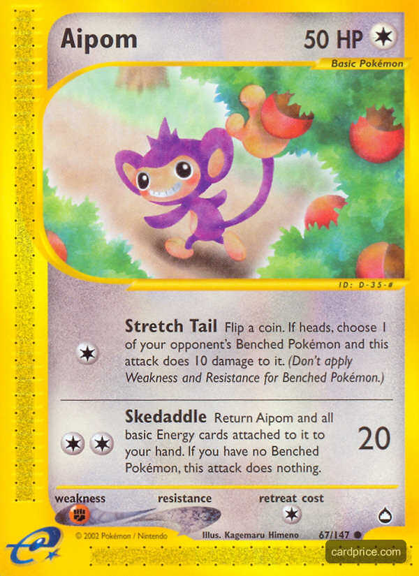 Api 2 147 Aipom #67/147 Aquapolis Price — $8.97 | CardPrice