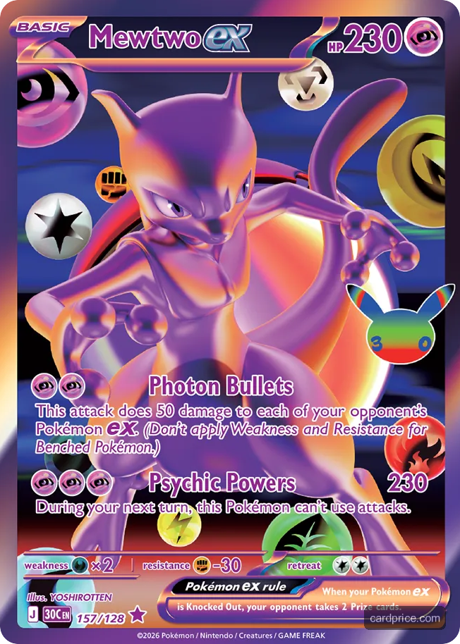 Mewtwo ex #157/128 30th Celebration Pokémon card