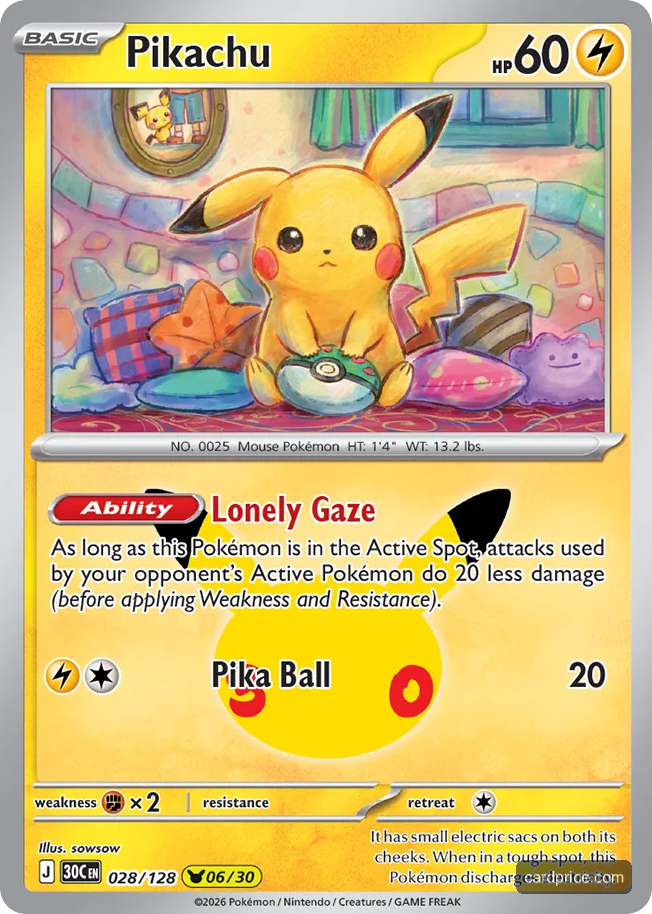 Pikachu #28/128 30th Celebration Pokémon card