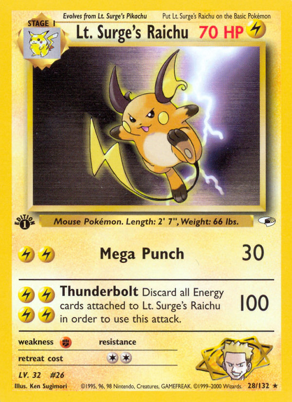 Lt. Surge's Raichu #28 Gym Heroes