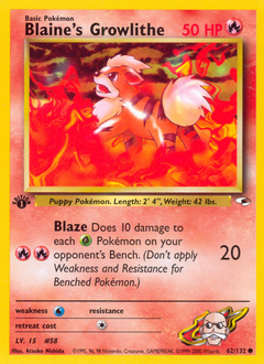 Blaine's Growlithe #62 Gym Heroes