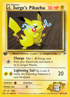 Lt. Surge's Pikachu #81 Gym Heroes