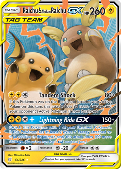 Raichu & Alolan Raichu-GX #54 Unified Minds