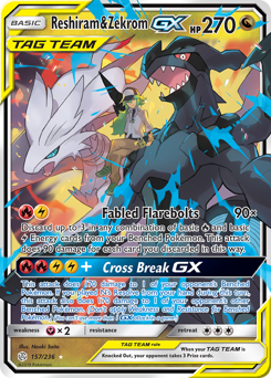 Reshiram & Zekrom-GX #157 Cosmic Eclipse