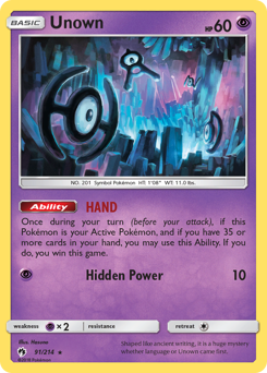 Unown #91 Lost Thunder