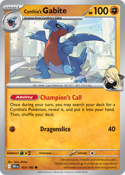 Cynthia's Gabite #103 Destined Rivals