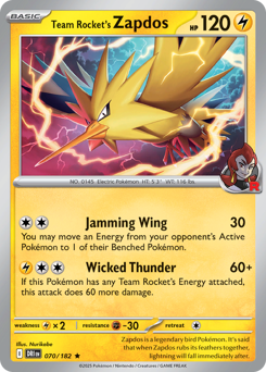 Team Rocket's Zapdos #70 Destined Rivals
