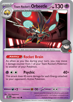 Team Rocket's Orbeetle #89 Destined Rivals