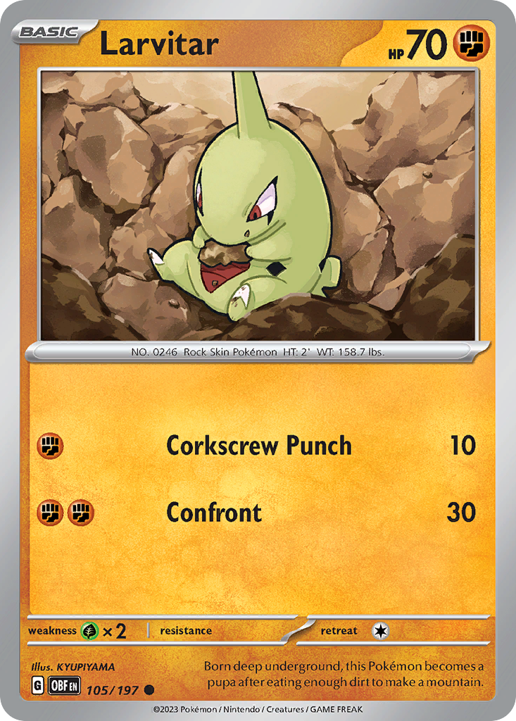 Larvitar #105 Obsidian Flames