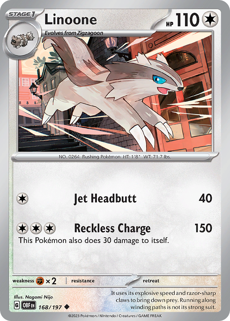 Linoone #168 Obsidian Flames