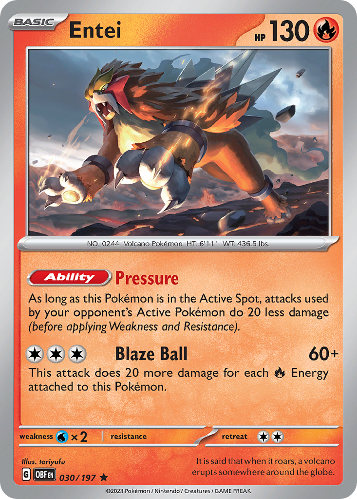 Entei #30 Obsidian Flames