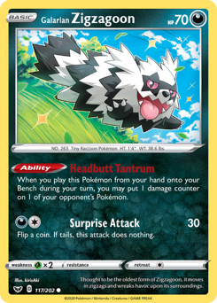 Galarian Zigzagoon #117 Sword & Shield