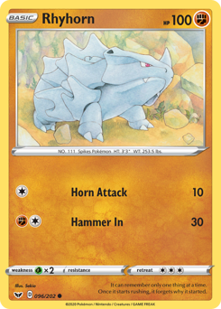 Rhyhorn #96 Sword & Shield