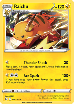 Raichu #53 Lost Origin