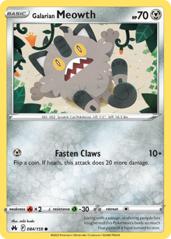 Galarian Meowth #84 Crown Zenith