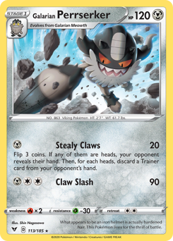 Galarian Perrserker #113 Vivid Voltage