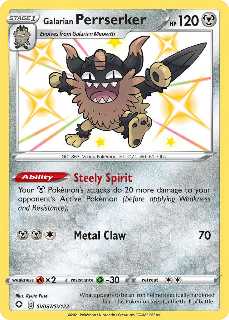 Galarian Perrserker #SV087 Shining Fates Shiny Vault
