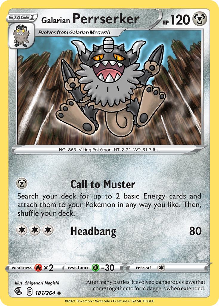 Galarian Perrserker #181 Fusion Strike