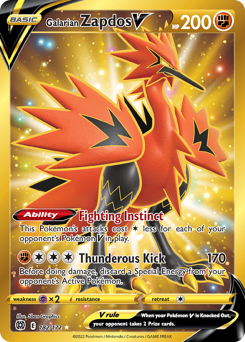 Galarian Zapdos V #182 Brilliant Stars