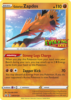 Galarian Zapdos #SWSH124 SWSH Black Star Promos