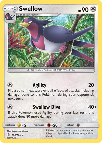 Swellow #104 SM - Guardians Rising