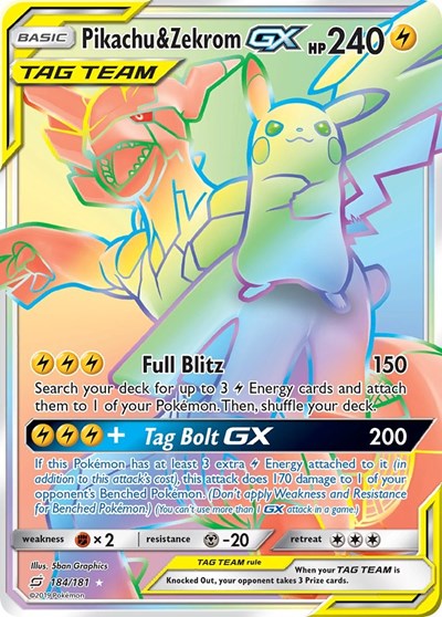 Pikachu & Zekrom GX #184 SM - Team Up