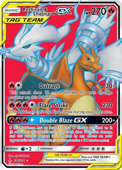 Reshiram & Charizard GX #194 SM - Unbroken Bonds