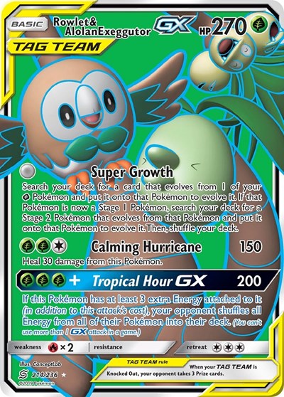 Rowlet & Alolan Exeggutor GX #214 SM - Unified Minds