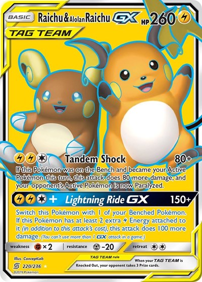 Raichu & Alolan Raichu GX #220 SM - Unified Minds