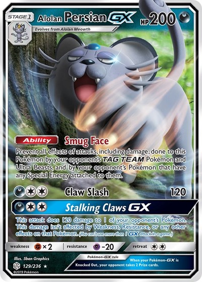 Alolan Persian GX #129 SM - Cosmic Eclipse