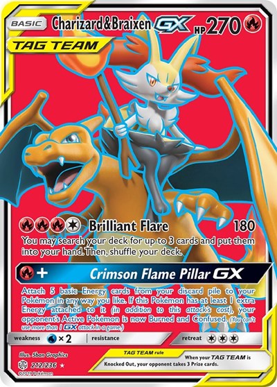 Charizard & Braixen GX #212 SM - Cosmic Eclipse