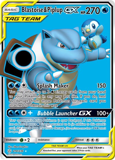 Blastoise & Piplup GX #214 SM - Cosmic Eclipse