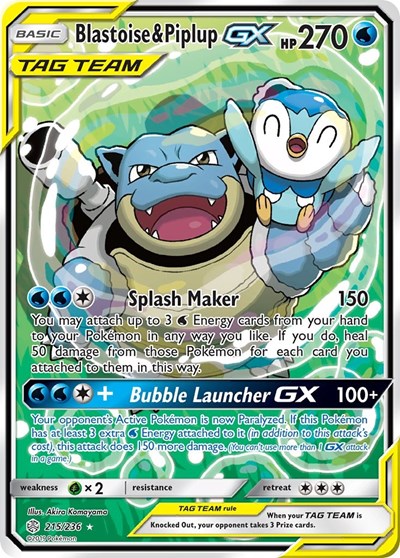 Blastoise & Piplup GX #215 SM - Cosmic Eclipse