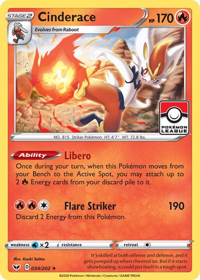 Cinderace #34 League & Championship Cards