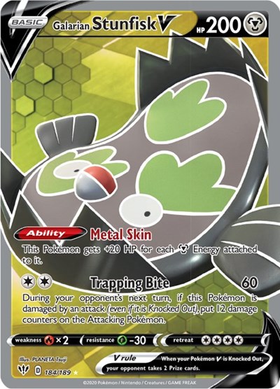 Galarian Stunfisk V #184 Darkness Ablaze