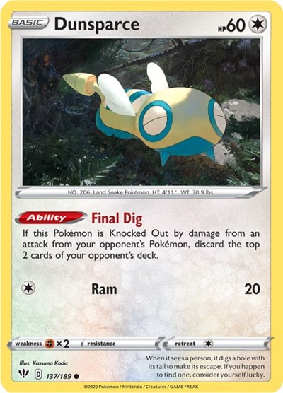 Dunsparce #137 Darkness Ablaze