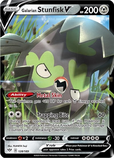 Galarian Stunfisk V #128 Darkness Ablaze