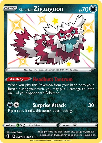 Galarian Zigzagoon #SV078 Shining Fates: Shiny Vault