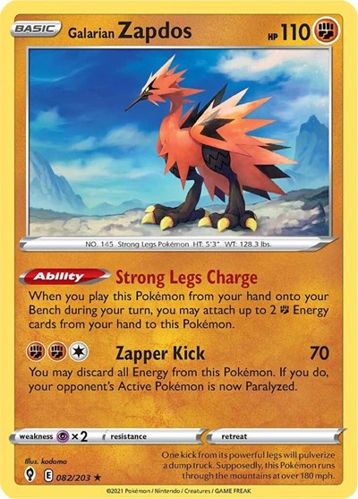Galarian Zapdos #82 Evolving Skies