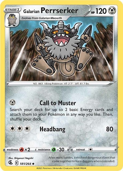 Galarian Perrserker #181 Fusion Strike