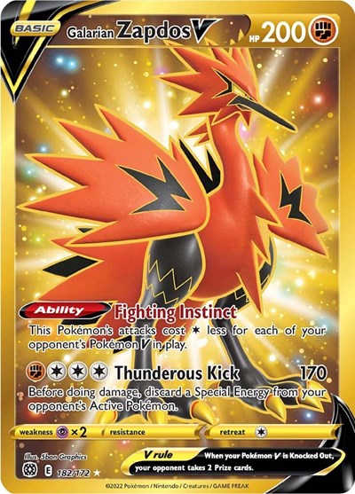 Galarian Zapdos V #182 Brilliant Stars