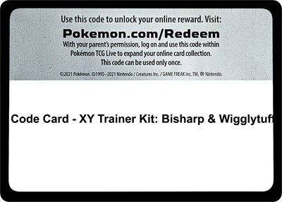 Code Card - XY Trainer Kit: Bisharp & Wigglytuff #promo XY Trainer Kit: Bisharp & Wigglytuff