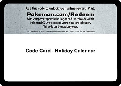Code Card - Holiday Calendar #promo Miscellaneous Cards & Products