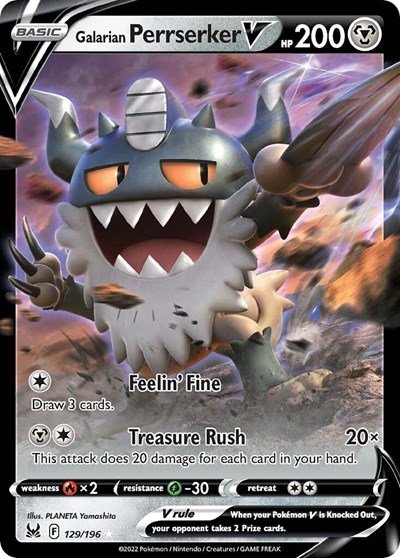 Galarian Perrserker V #129 Lost Origin