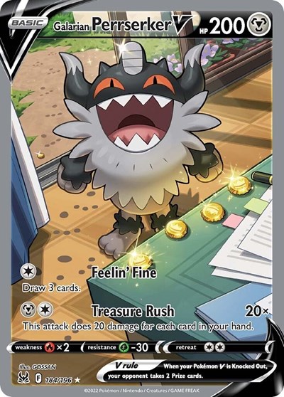 Galarian Perrserker V #184 Lost Origin