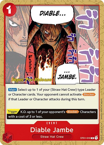 Diable Jambe #ST01-016 Super Pre-Release Starter Deck 1: Straw Hat Crew