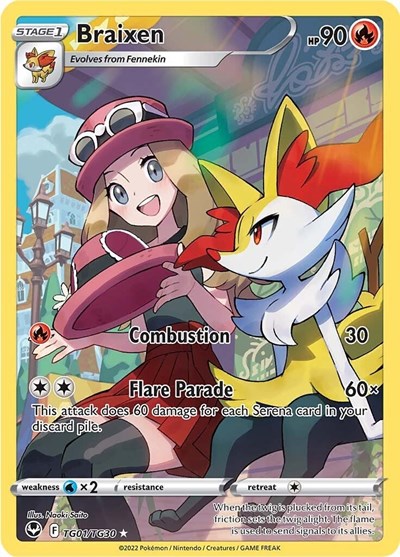 Braixen #TG01 Silver Tempest Trainer Gallery