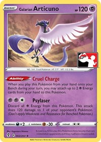 Galarian Articuno #63 Prize Pack Series Cards