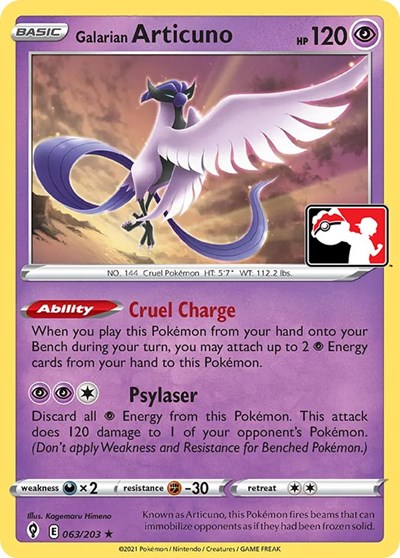 Galarian Articuno #63 Prize Pack Series Cards
