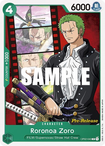 Roronoa Zoro #OP02-043 Paramount War Pre-Release Cards
